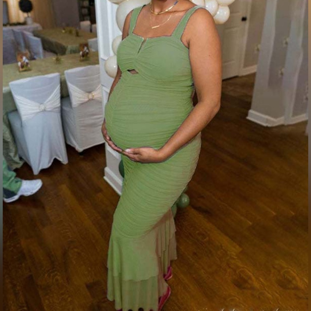 Elegant Green Maternity Dress